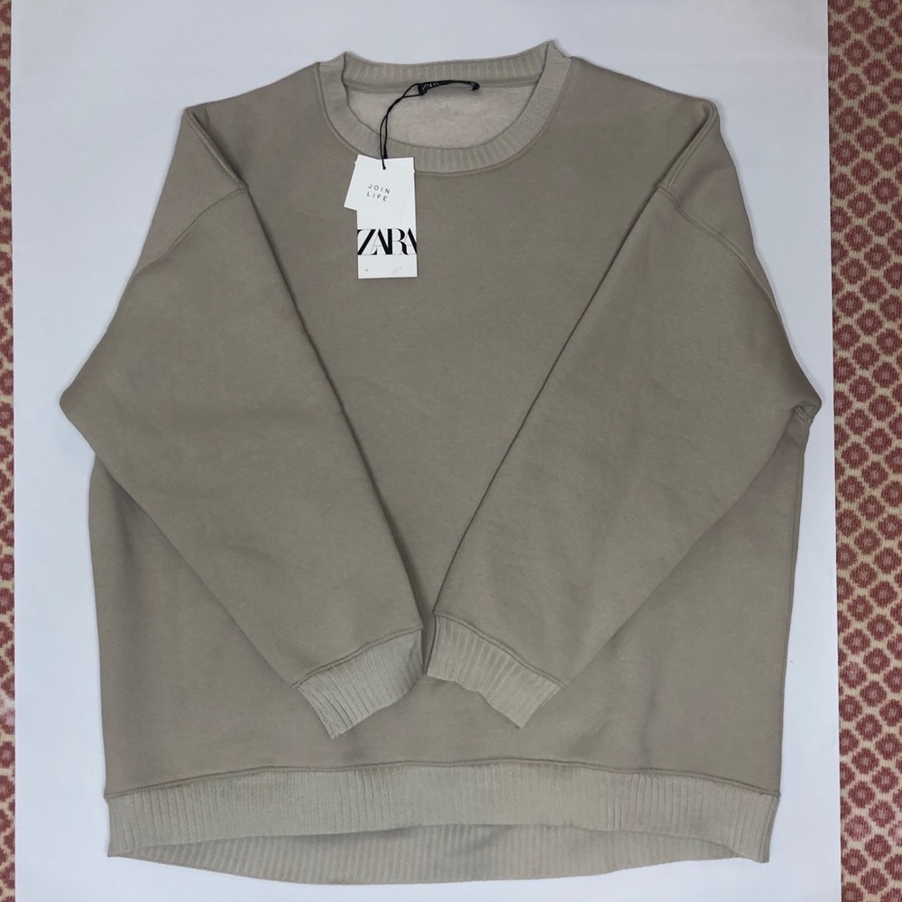 ZARA brand new tan oversized crewneck